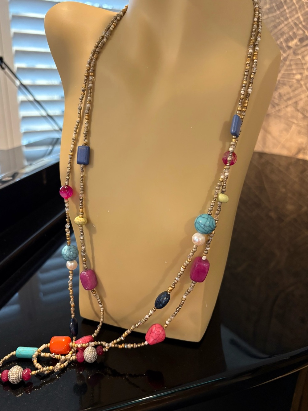 Multicolor Beaded Long Necklace - Women's Jewelry